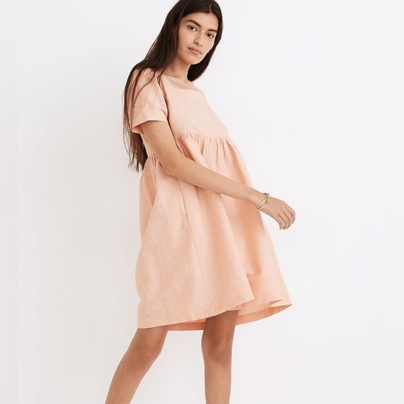 Madewell Dresses & Skirts - Madewell Peach Linen-Blend Allie Mini Dress - Size L